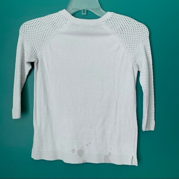 Banana Republic White 3/4 Sleeve Round Neck Knit Sweater size XS - Picture 7 of 8